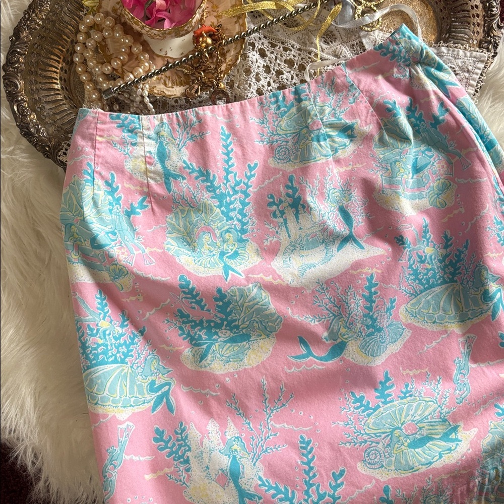 Lilly Pulitzer Under Sea Mermaid Skirt Grail Vintage Y2K White Label Pink 90’s 4